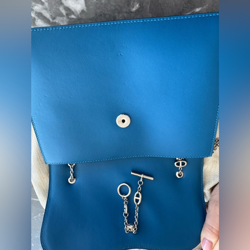 Rare Hermès Catenina Bag In Bleu de Galice S7 Swift Palladium Hardware - Picture 6 of 13